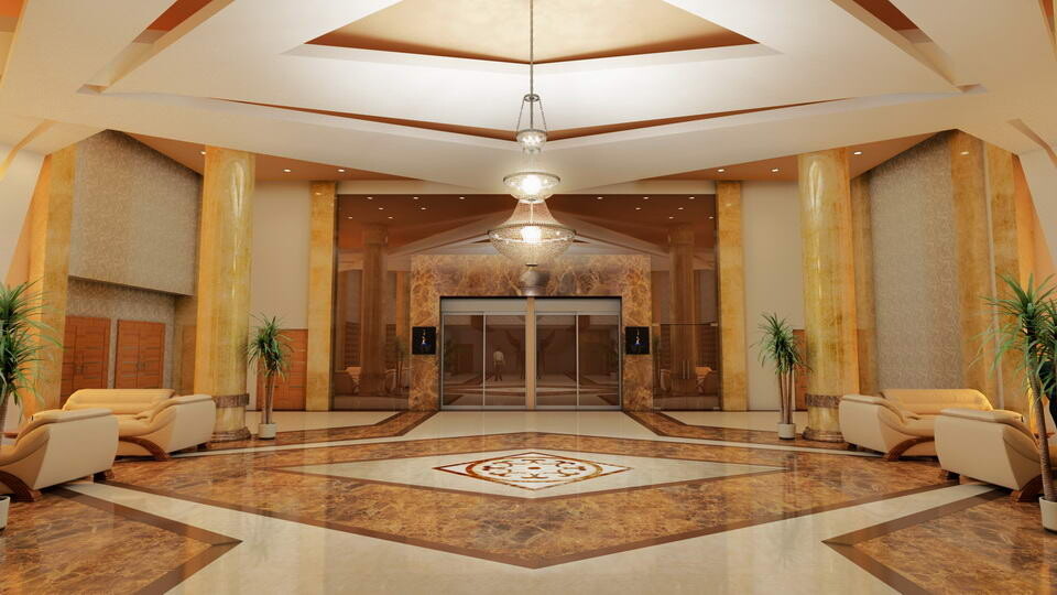 رندر لابی شرکت گاز اسلویه (منطقه ویژه) - تصویر 2200