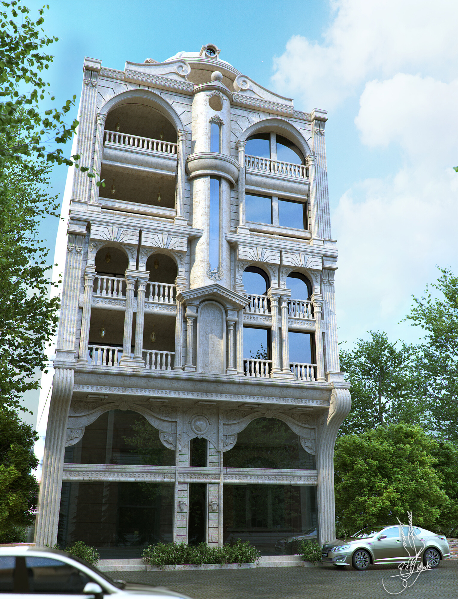 نمای رومی مجتمع مسکونی - تجاری - تصویر 1927