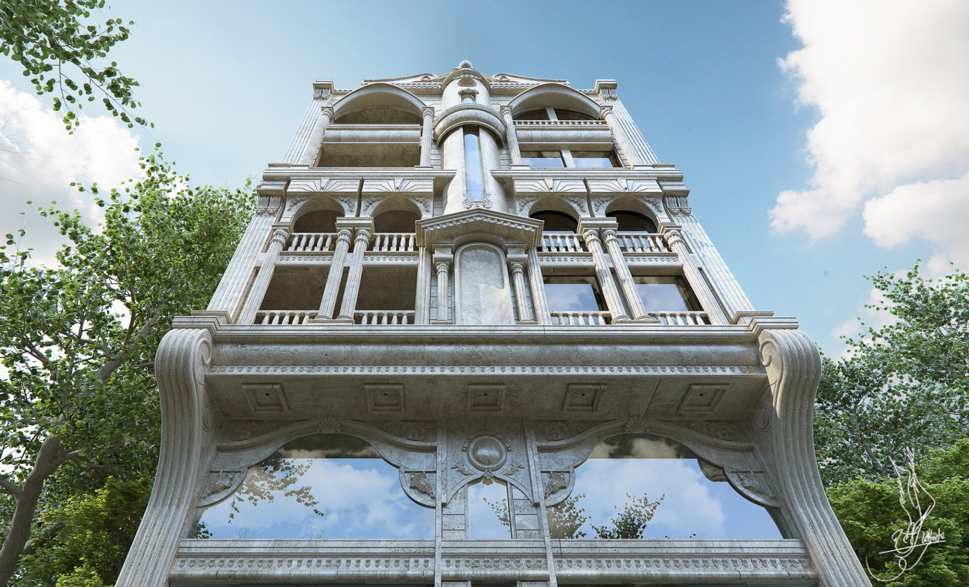 نمای رومی مجتمع مسکونی - تجاری - تصویر 1928