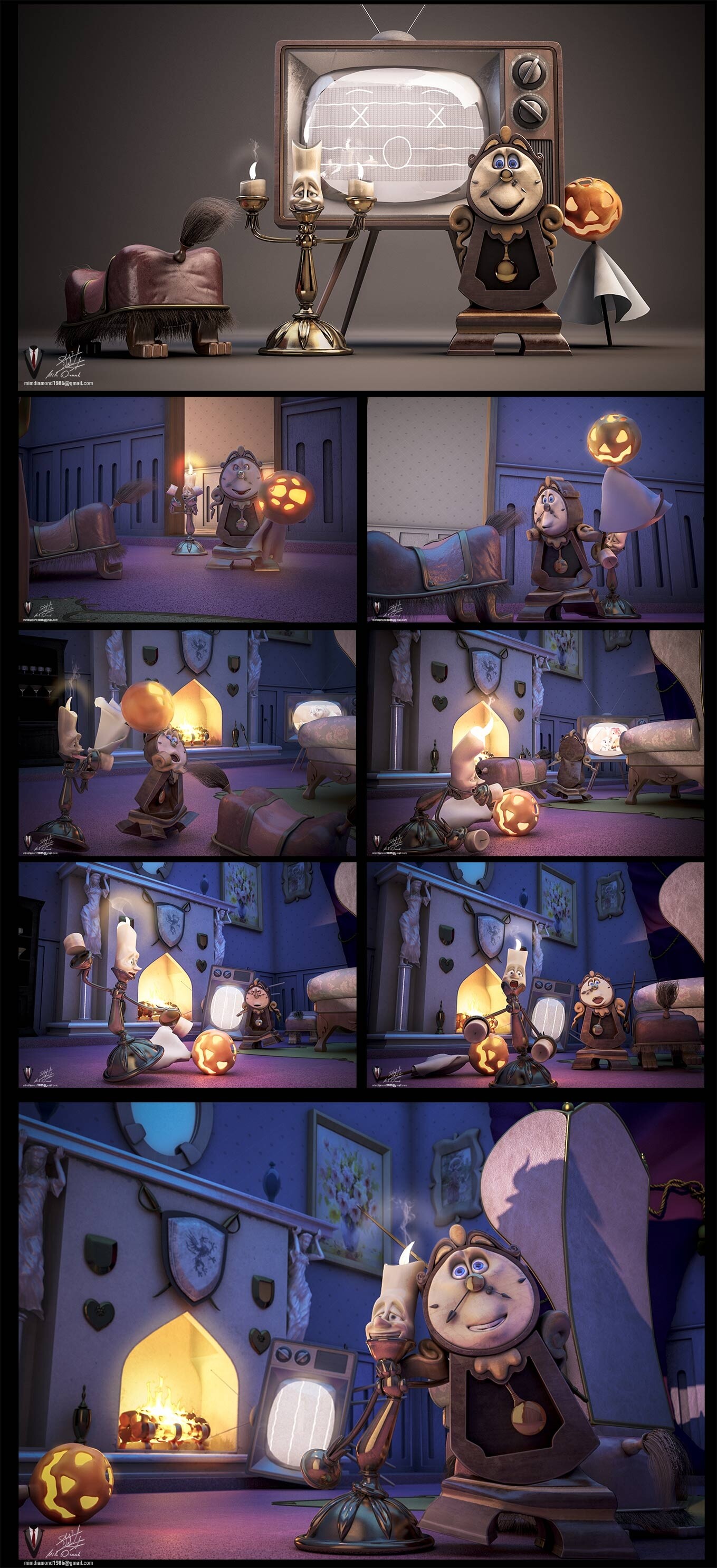 کاراکتر کارتونی لومیر و کاگزروف از کارتون دیو و دلبر - تصویر 26