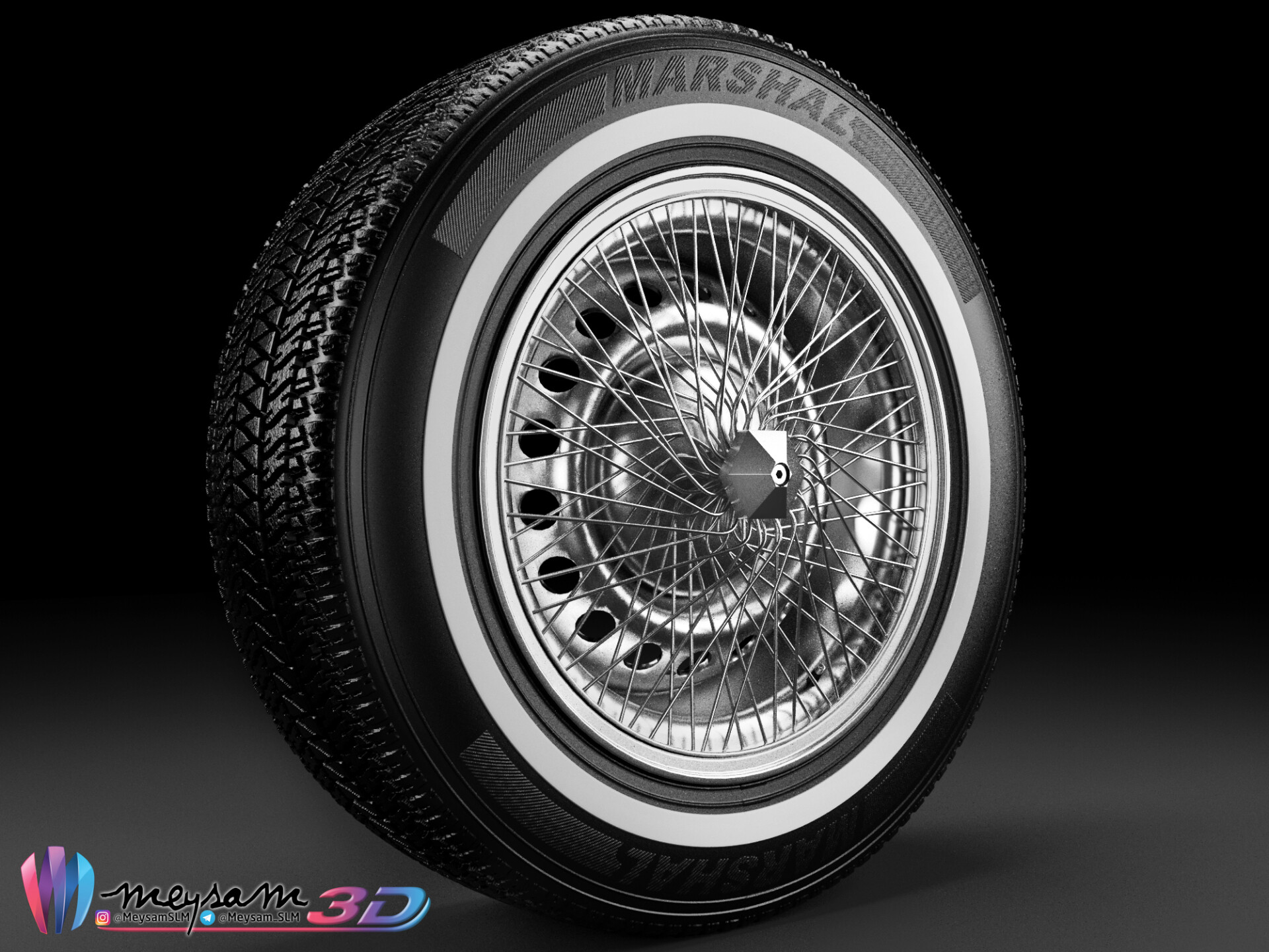 رینگ کالسکه ای با لاستیک مارشال دور سفید - تصویر 1208