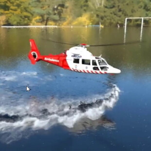 شبیه سازی پرواز هلیکوپتر بر روی سطح آب
