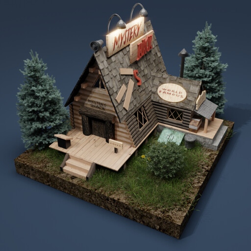 مدل سه بعدی Mystery shack از Gravity Falls ساخته شده در بلندر 2.9