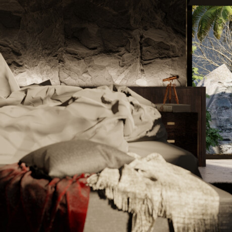 black villa bedroom
