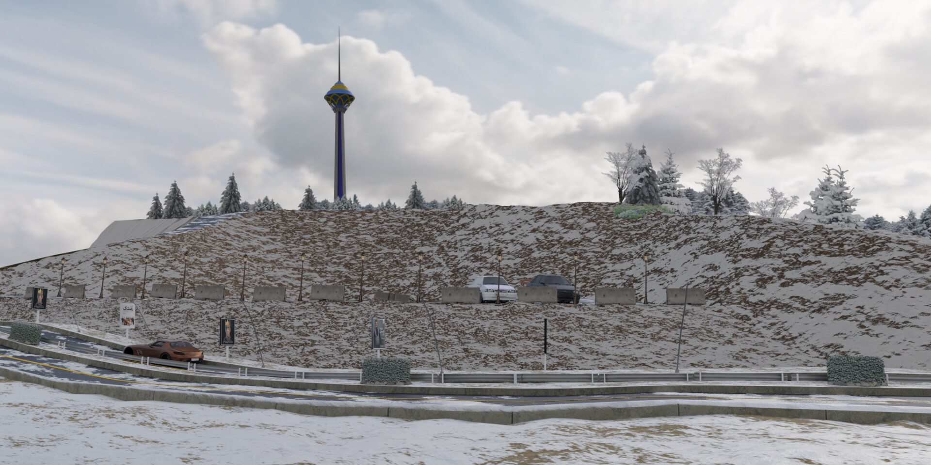 لندسکیپ برج میلاد در یک روز برفی - تصویر 8646