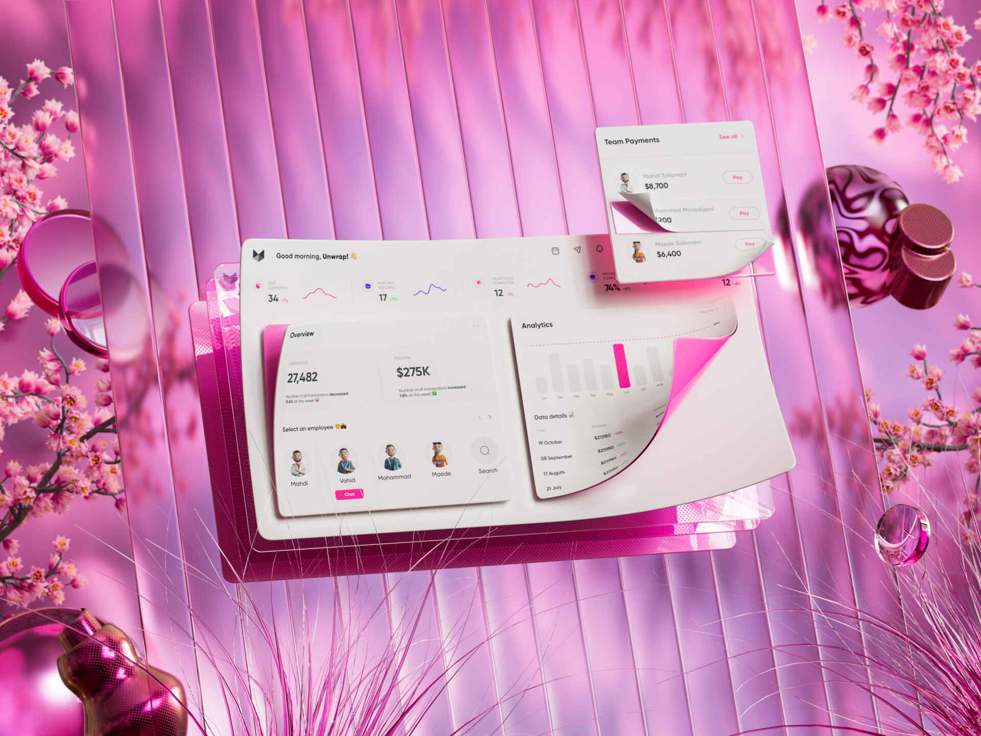 Project Management 3D UI - Spring blossoms style - تصویر 9737