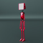 Red television robot