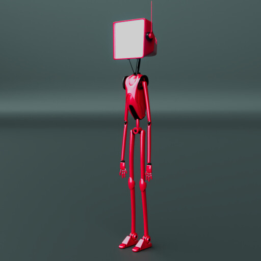 Red television robot