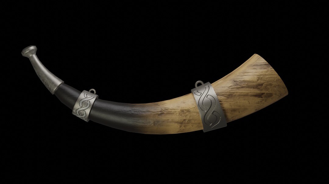 Vikings war horn(game ready ) low poly 8k texture - تصویر 10581