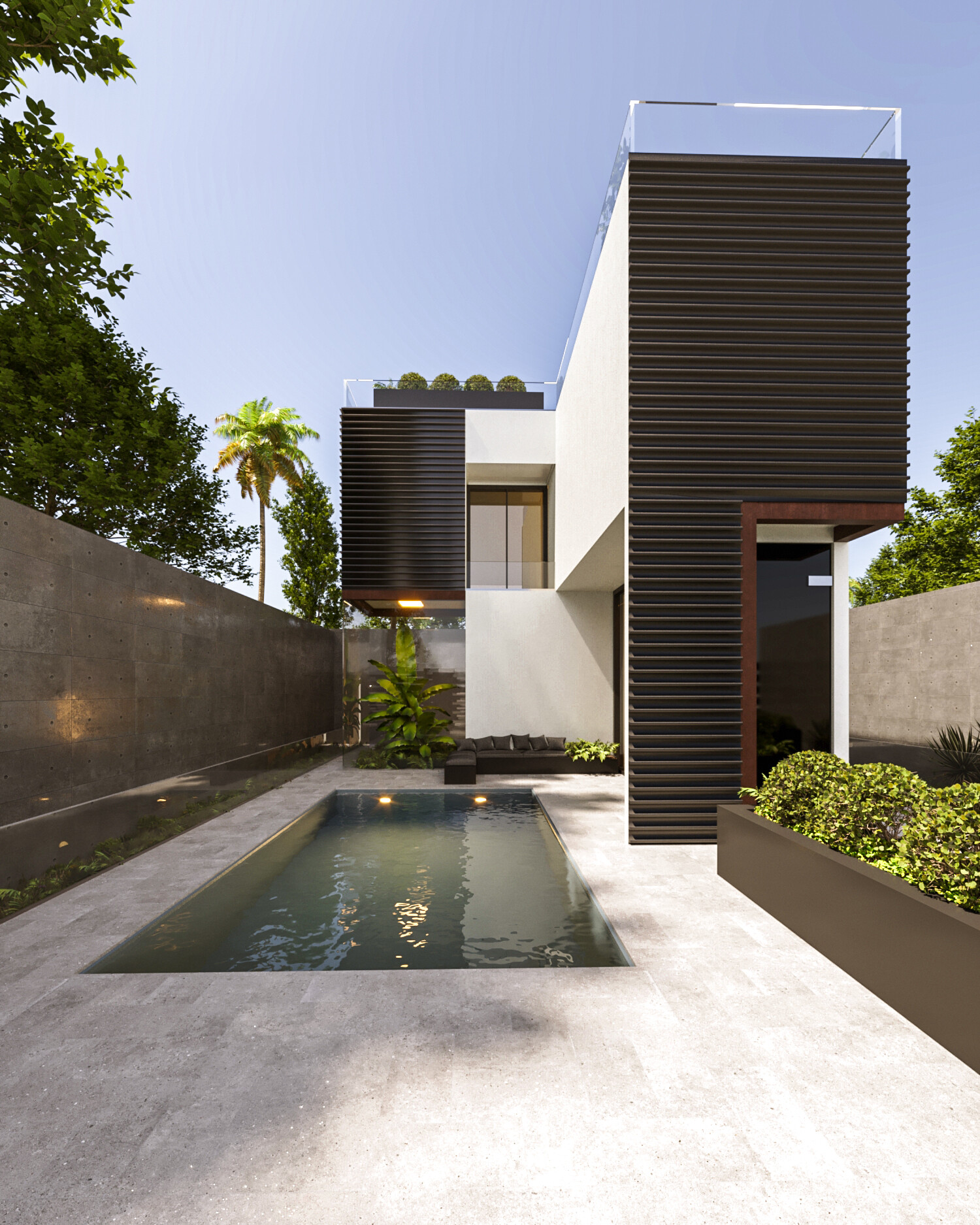 شبیه سازی کانسپت صحنه خارجی ویلا ، سبک مدرن - تصویر 11114