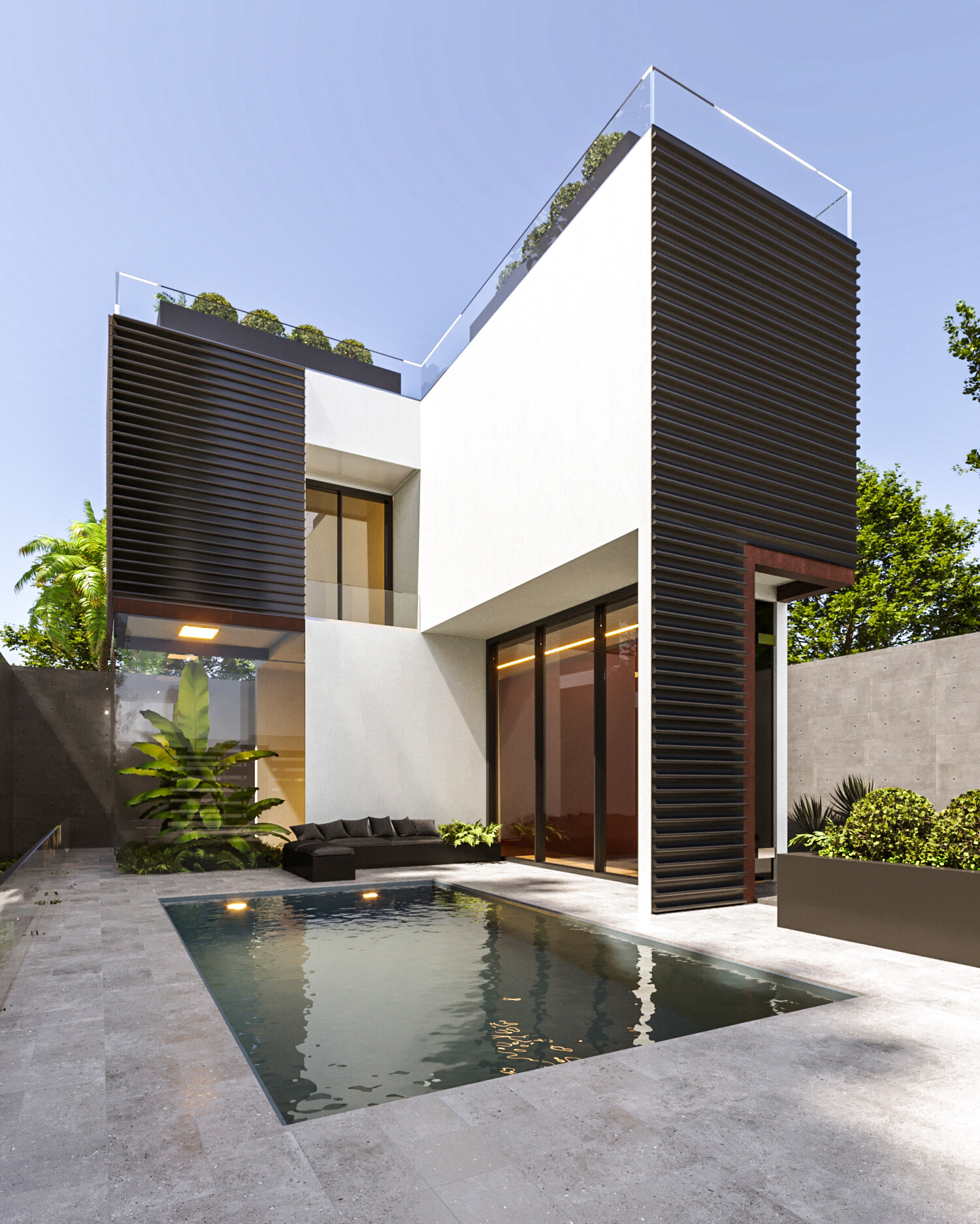 شبیه سازی کانسپت صحنه خارجی ویلا ، سبک مدرن - تصویر 11115