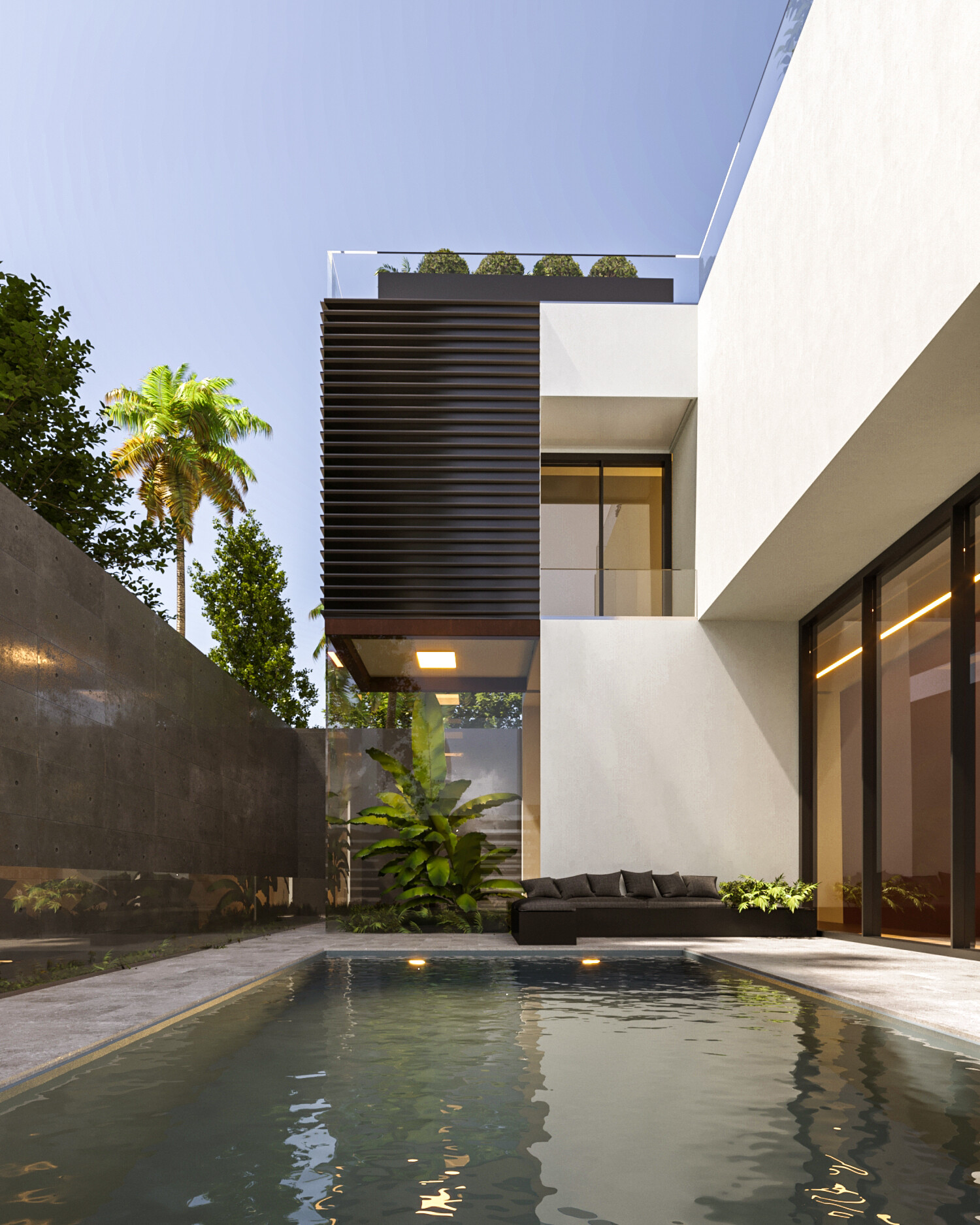 شبیه سازی کانسپت صحنه خارجی ویلا ، سبک مدرن - تصویر 11116