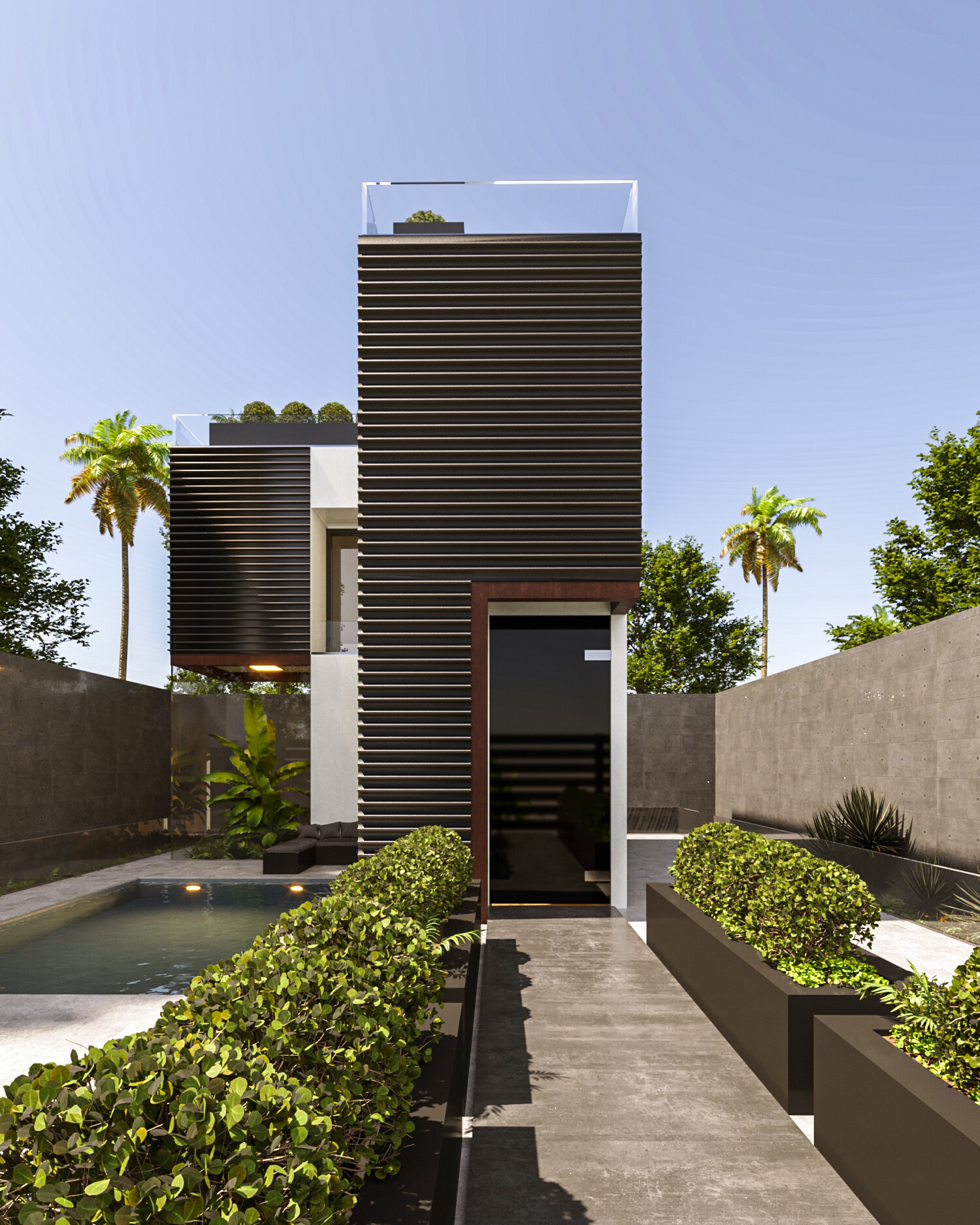 شبیه سازی کانسپت صحنه خارجی ویلا ، سبک مدرن - تصویر 11117