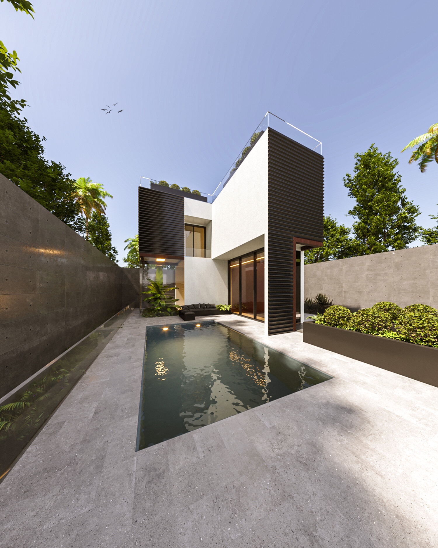 شبیه سازی کانسپت صحنه خارجی ویلا ، سبک مدرن - تصویر 11118