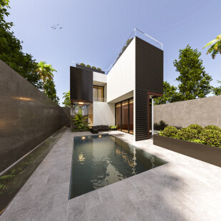 شبیه سازی کانسپت صحنه خارجی ویلا ، سبک مدرن