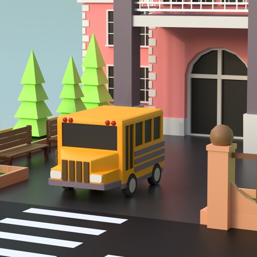 Isometric and lowpoly School