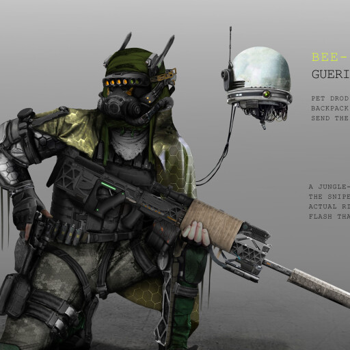 bee-inspired  guerilla sniper soldier