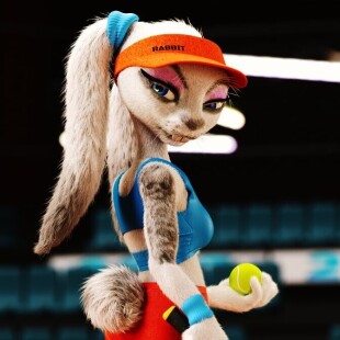 Rabbit in tennis custome