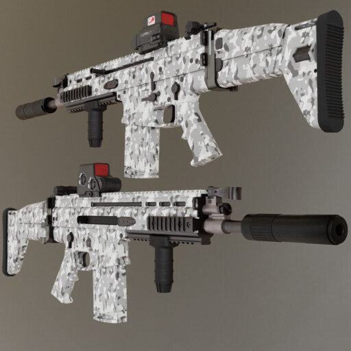طراحی سلاح FN Scar با Snow Camo