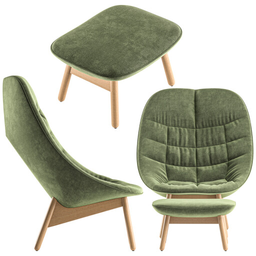 Uchiwa Lounge Chair & ottoman