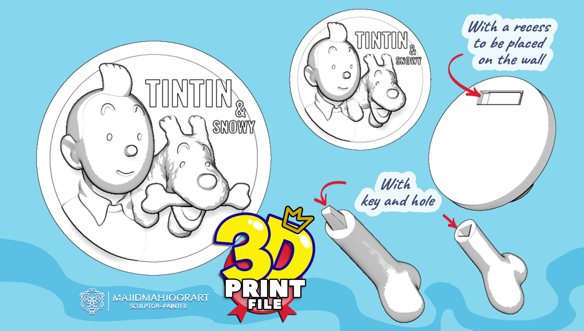 دیوار کوب تن تن و میلو با قابلیت پرینت سه بعدی - تصویر 13548