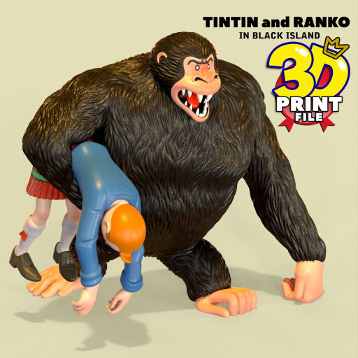 مدل سه بعدی تن تن و رنکو در جزیره سیاه آماده برای پرینت سه بعدی