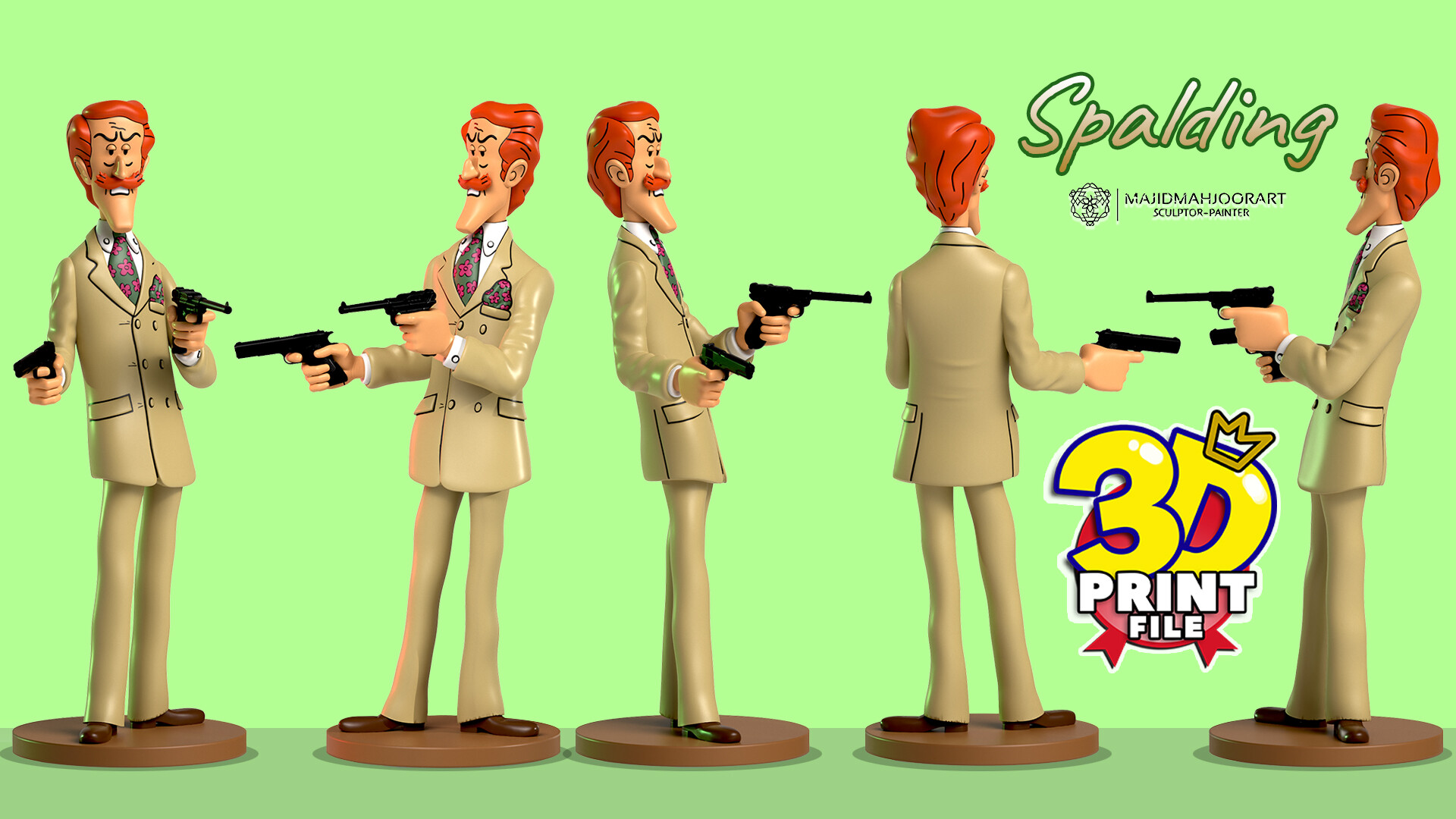 کاراکتر سه بعدی و قابل پرینت اسپالدینگ از سری شخصیتهای کمیک ا تن تن - تصویر 13563