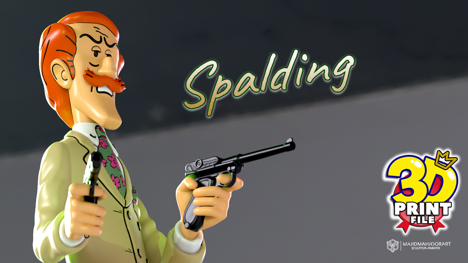 کاراکتر سه بعدی و قابل پرینت اسپالدینگ از سری شخصیتهای کمیک ا تن تن - تصویر 13564