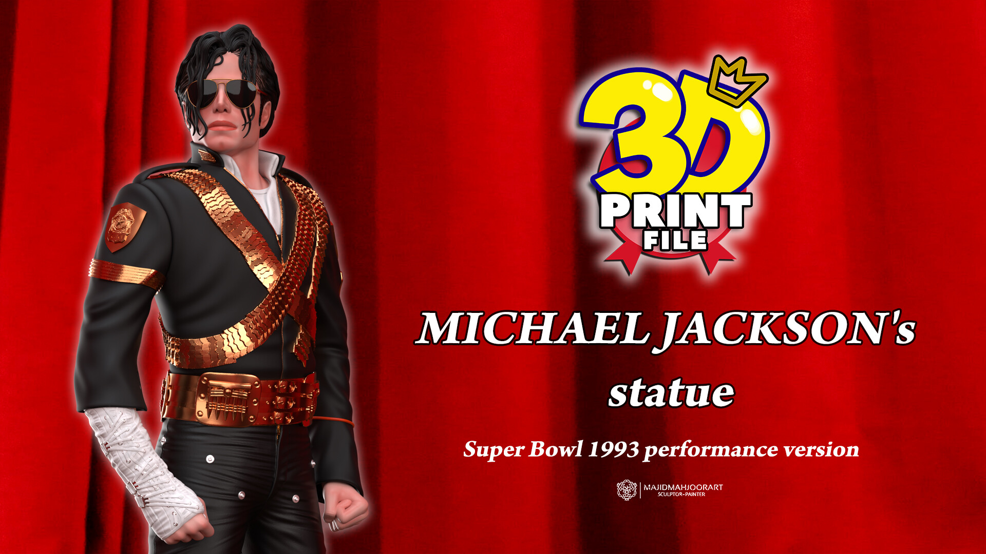 3D printable model of Michael Jackson - 1993 Super Bowl performance - تصویر 13708