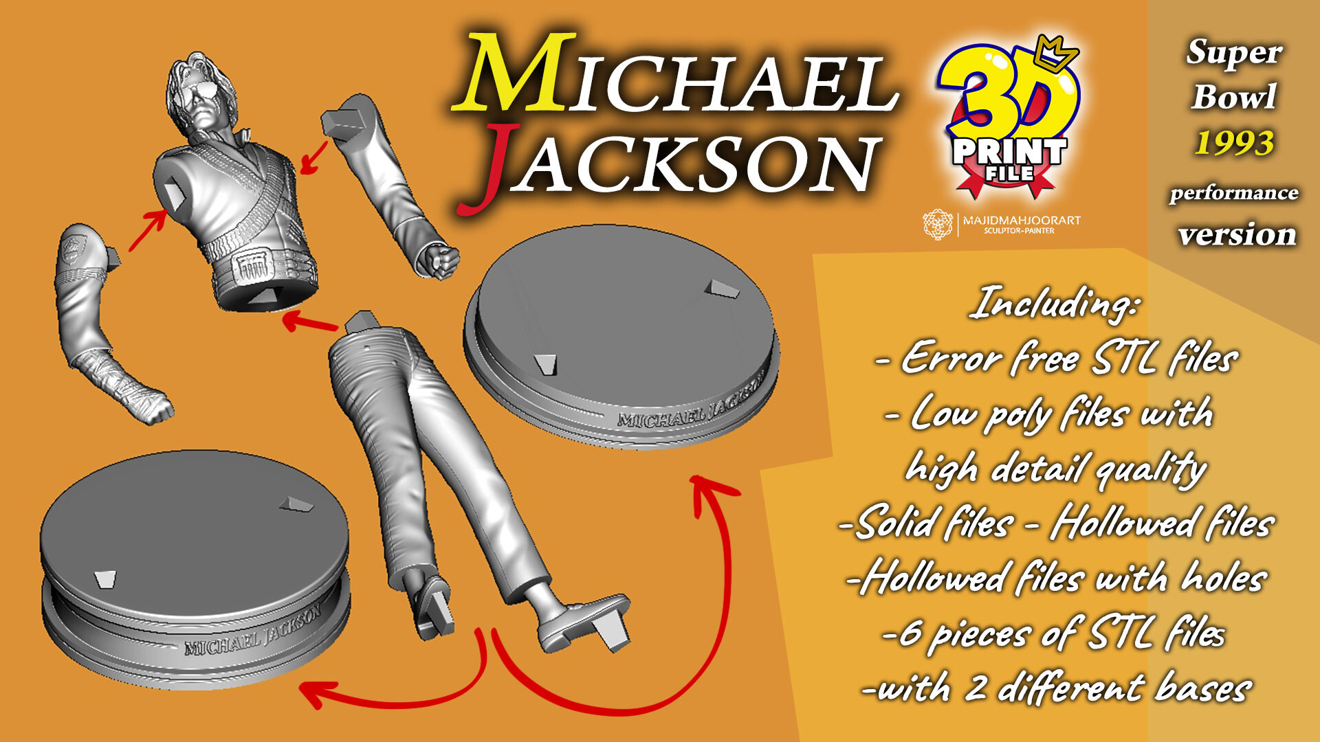 3D printable model of Michael Jackson - 1993 Super Bowl performance - تصویر 13712