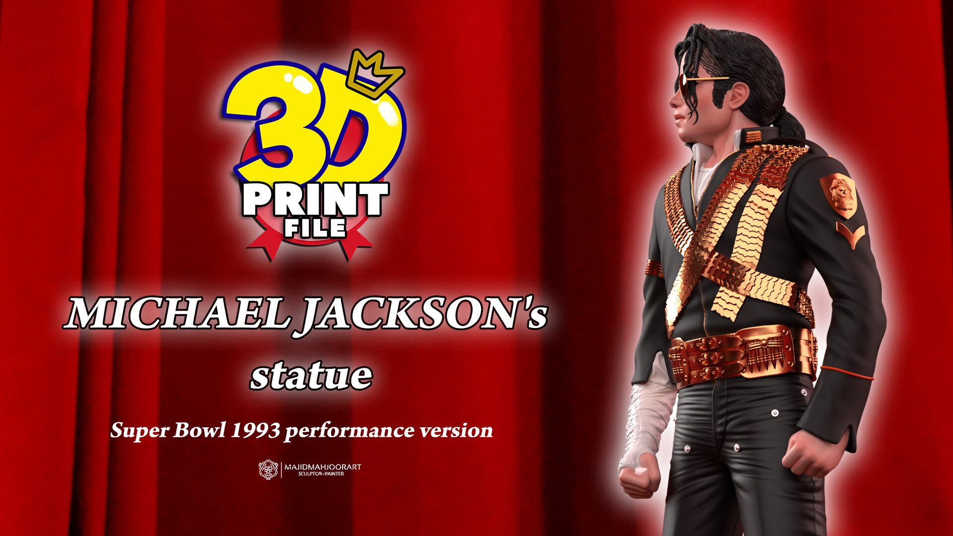 3D printable model of Michael Jackson - 1993 Super Bowl performance - تصویر 13714