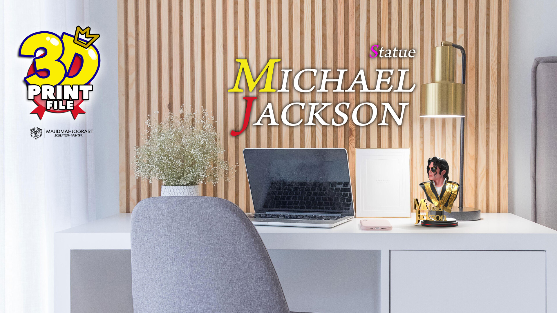 Michael Jackson 3D model 3d print stl files - 4 different busts - تصویر 13760