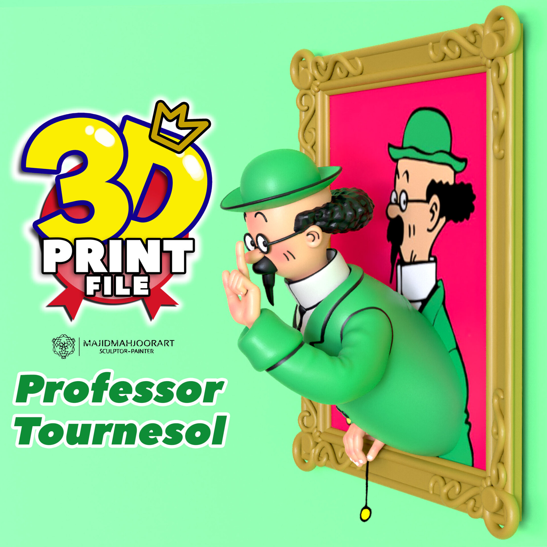 Professor Calculus 3d model Professor Tournesol - for 3d printing - تصویر 13838
