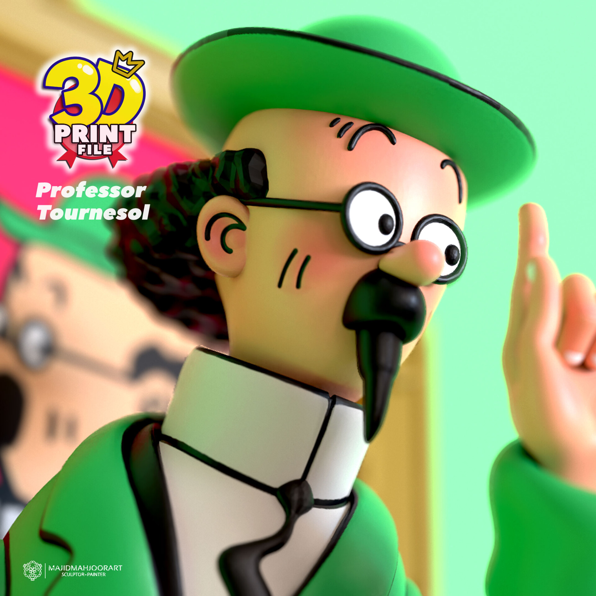 Professor Calculus 3d model Professor Tournesol - for 3d printing - تصویر 13840