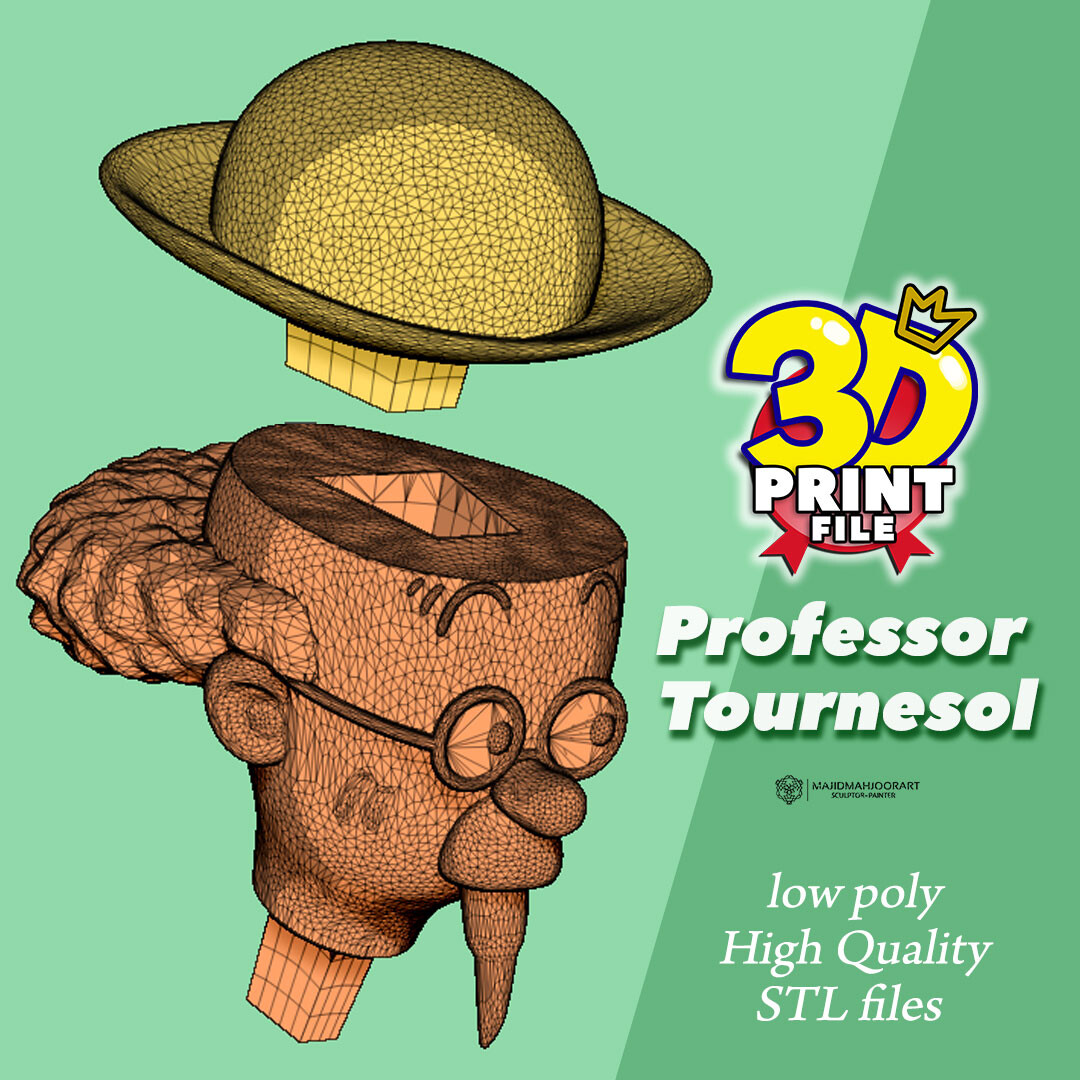 Professor Calculus 3d model Professor Tournesol - for 3d printing - تصویر 13844