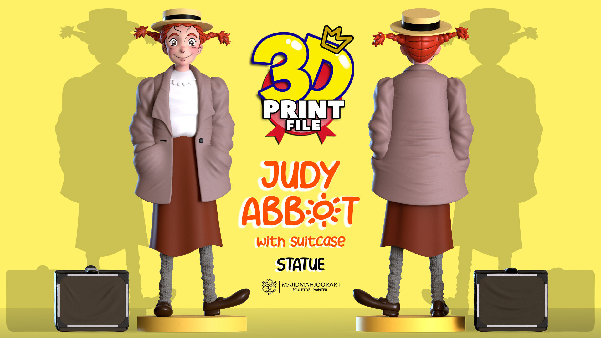 judy abbott 3d model with suitcase 3d printable with uv and textures - تصویر 13976