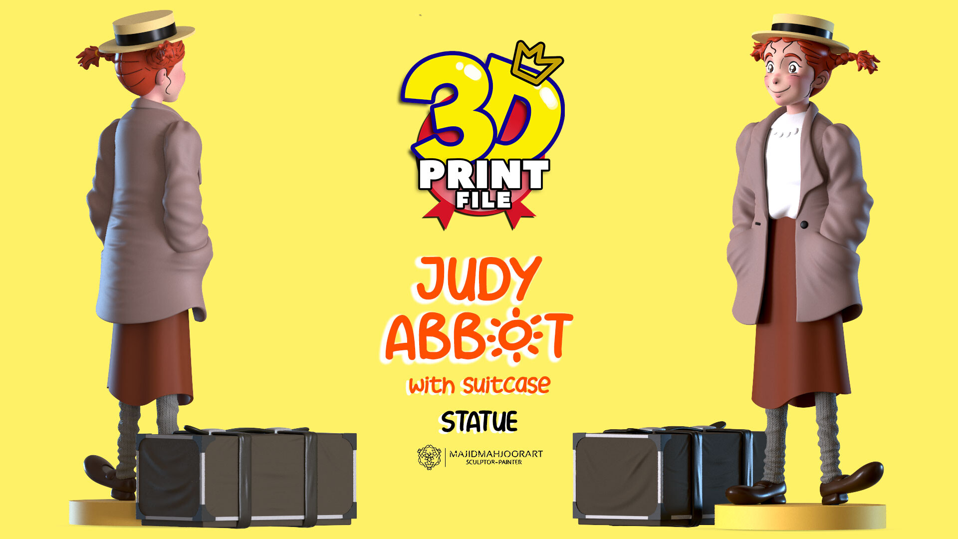 judy abbott 3d model with suitcase 3d printable with uv and textures - تصویر 13978