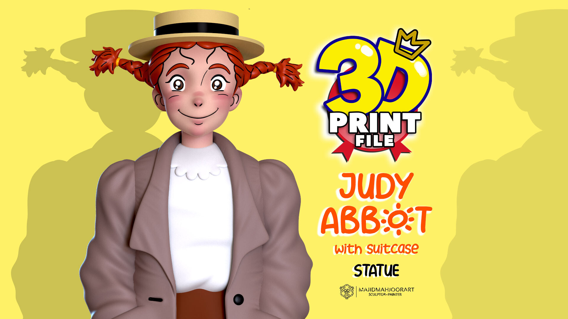 judy abbott 3d model with suitcase 3d printable with uv and textures - تصویر 13979