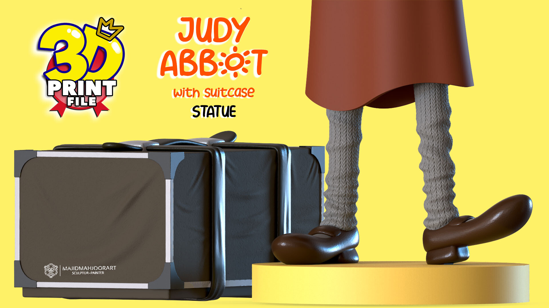 judy abbott 3d model with suitcase 3d printable with uv and textures - تصویر 13980