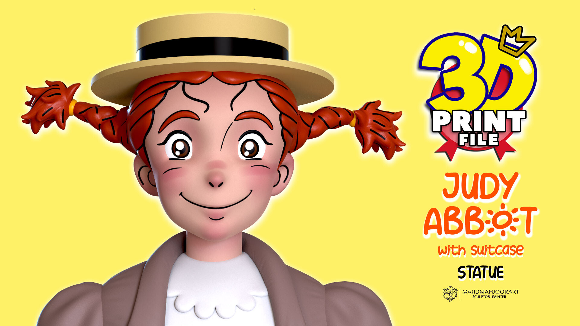 judy abbott 3d model with suitcase 3d printable with uv and textures - تصویر 13981