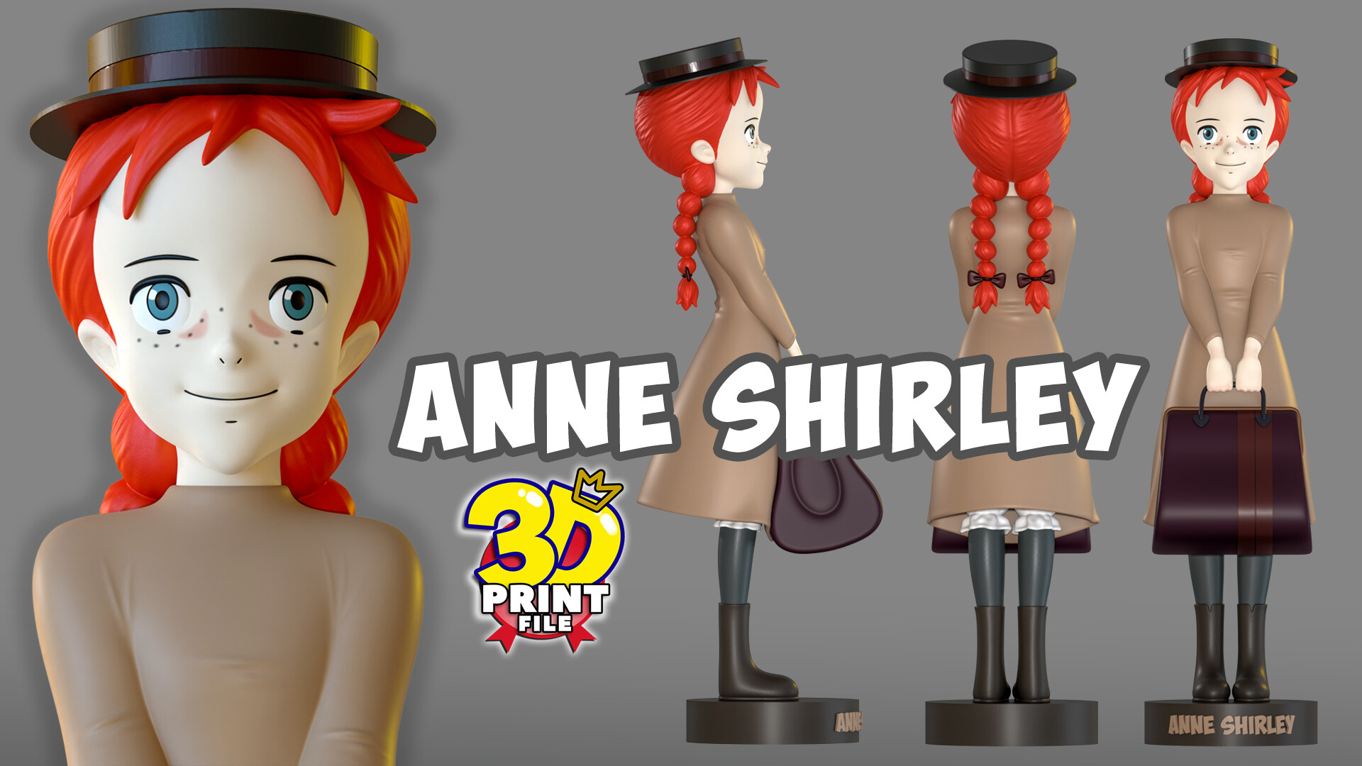 Anne Shirley 3d model for 3d print and render - تصویر 14644