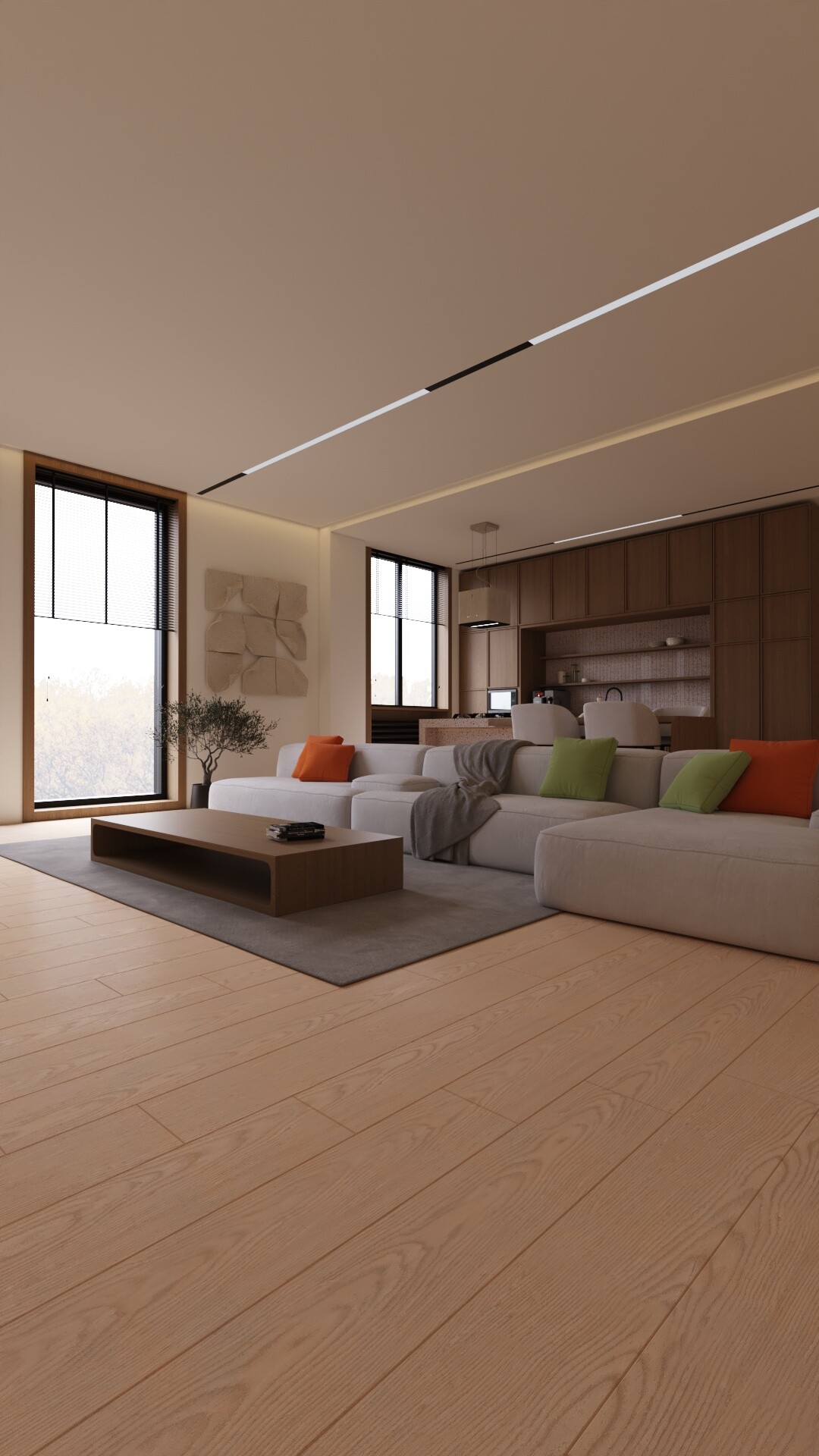 Warm and Inviting Open-Plan Living Space Design - تصویر 14789