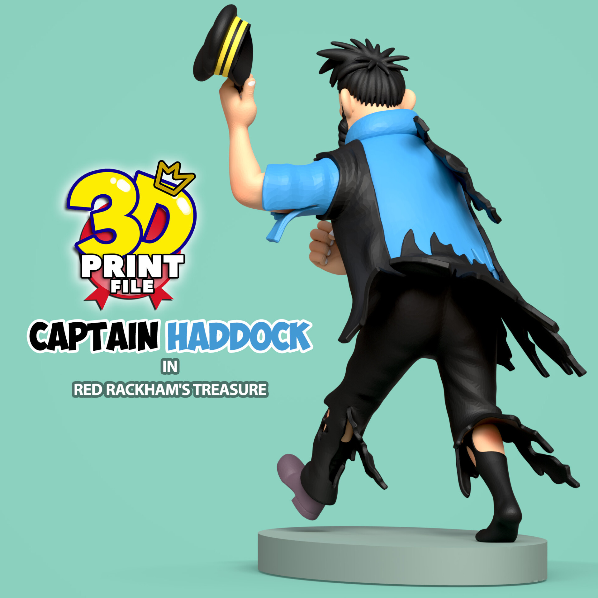Captain Haddock 3d model in red rackham's treasure - تصویر 15212