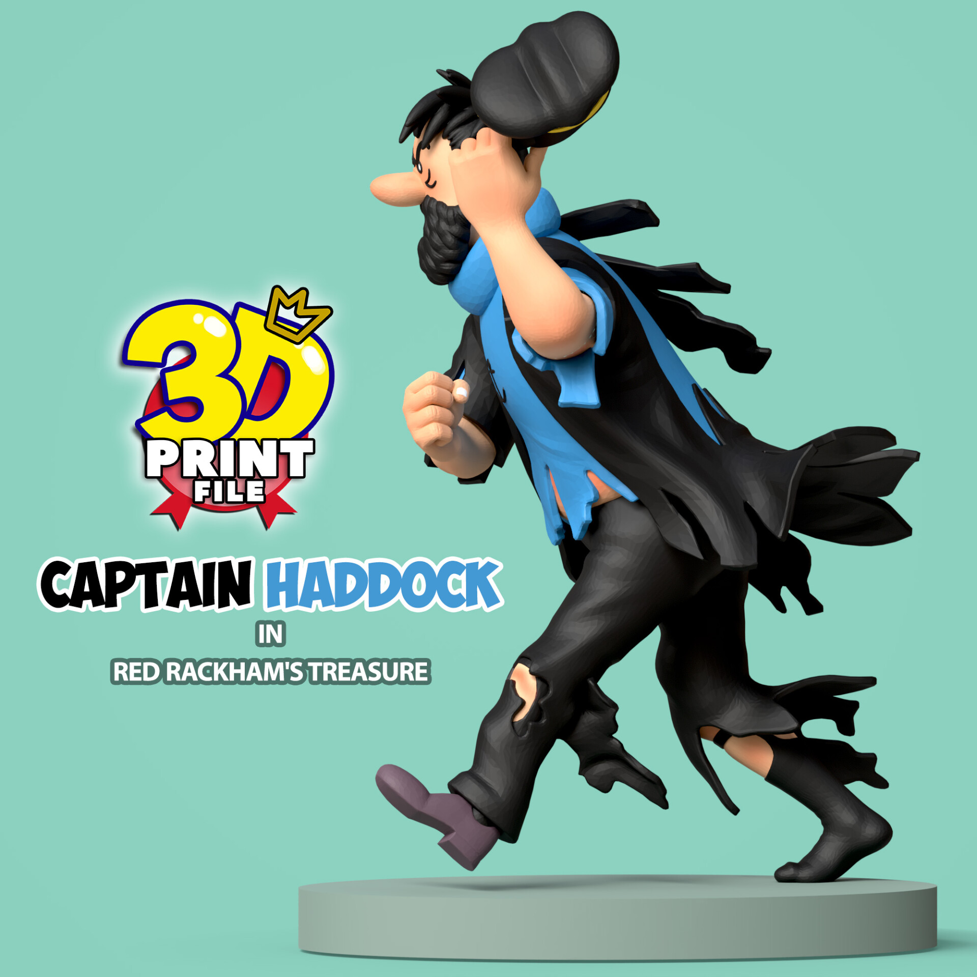 Captain Haddock 3d model in red rackham's treasure - تصویر 15213