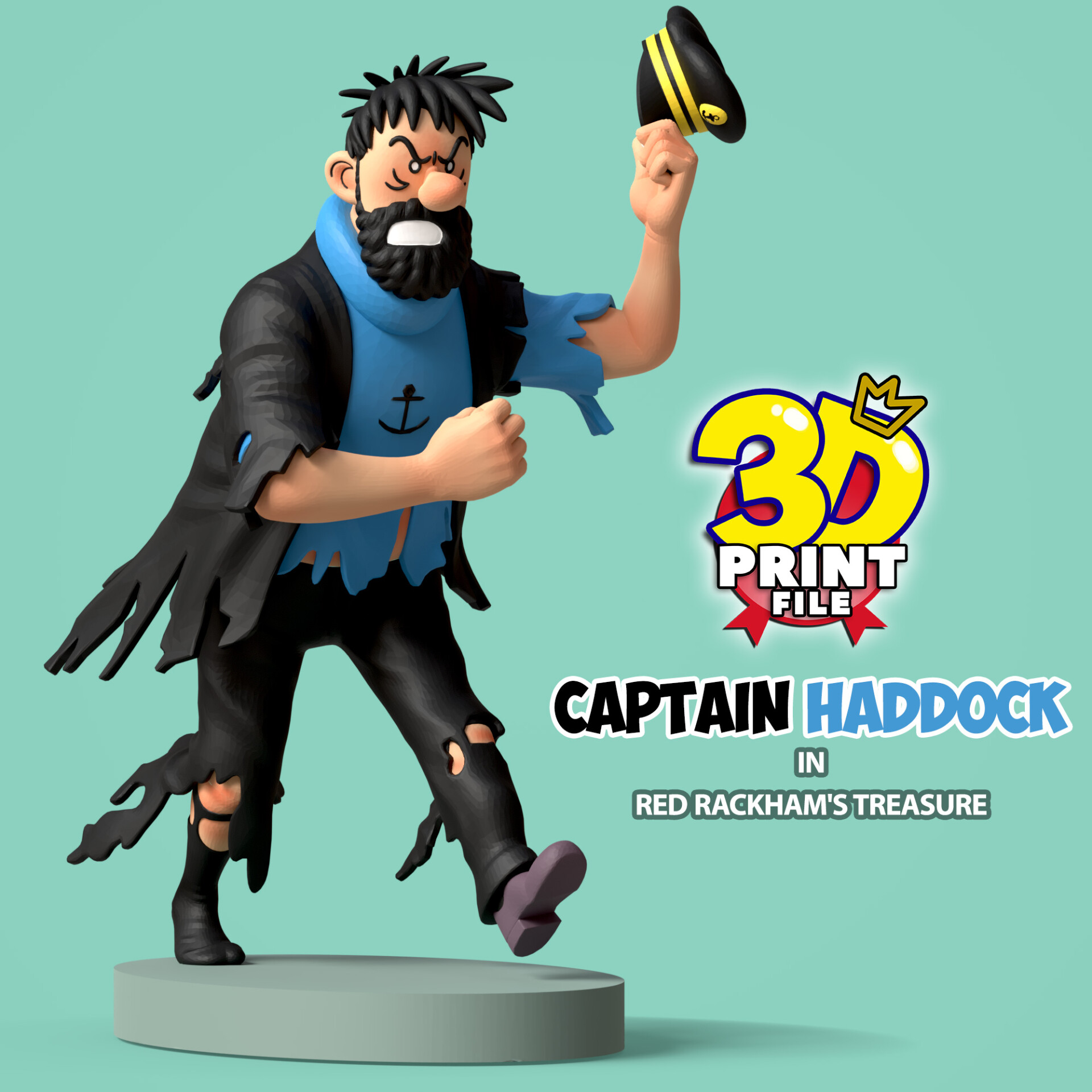Captain Haddock 3d model in red rackham's treasure - تصویر 15214