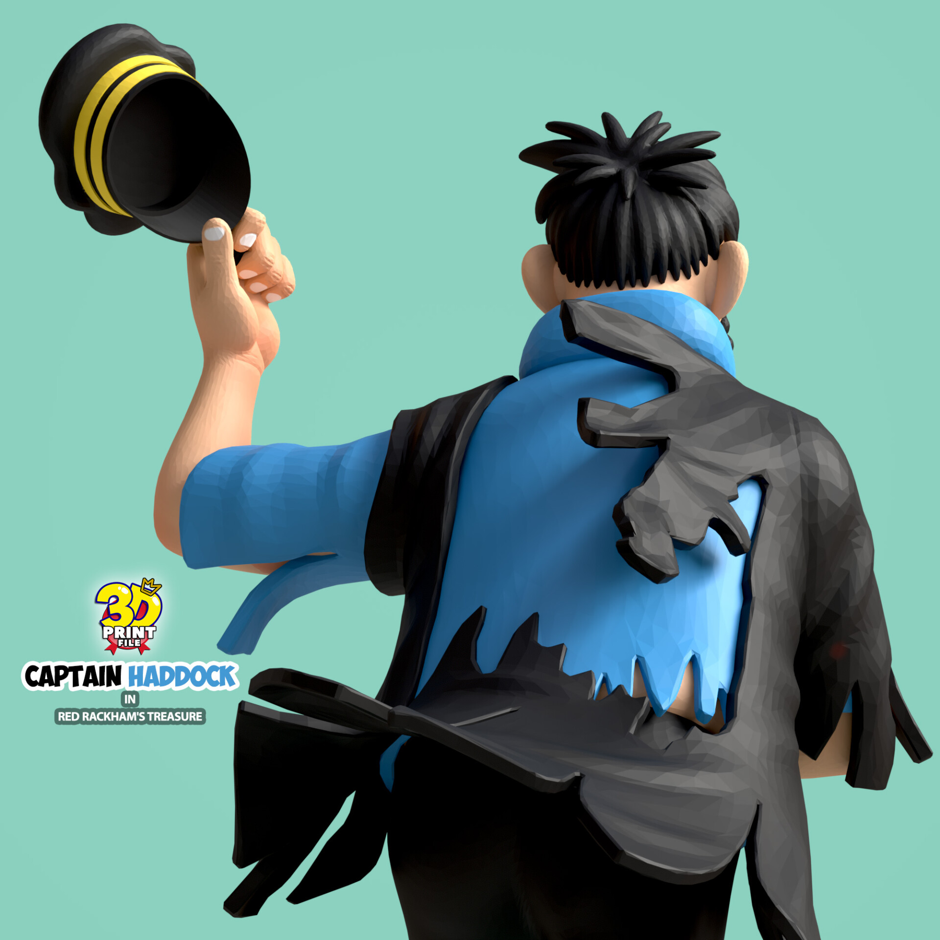 Captain Haddock 3d model in red rackham's treasure - تصویر 15217