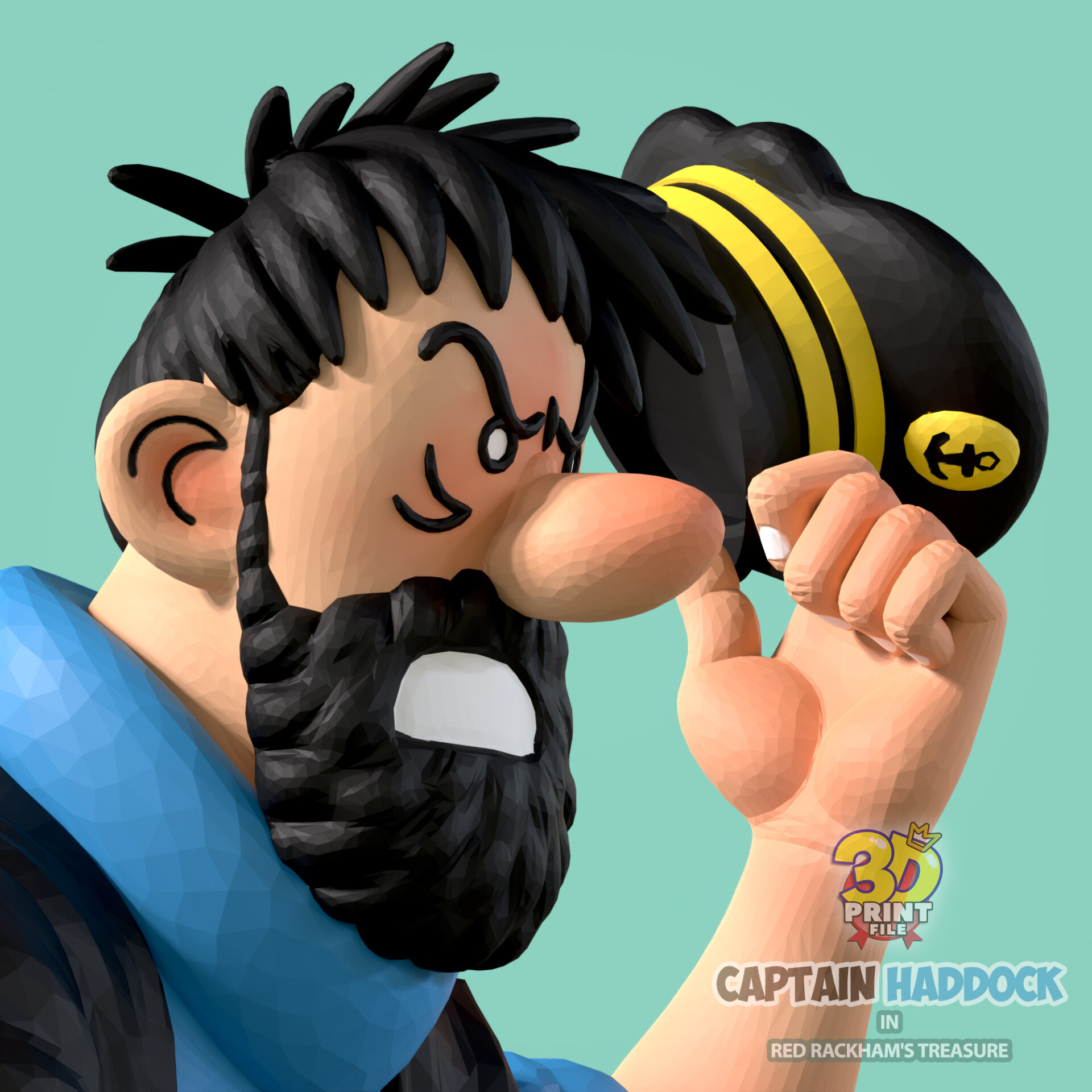 Captain Haddock 3d model in red rackham's treasure - تصویر 15220