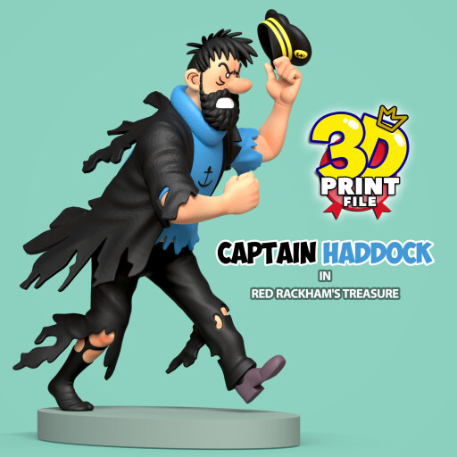 Captain Haddock 3d model in red rackham's treasure