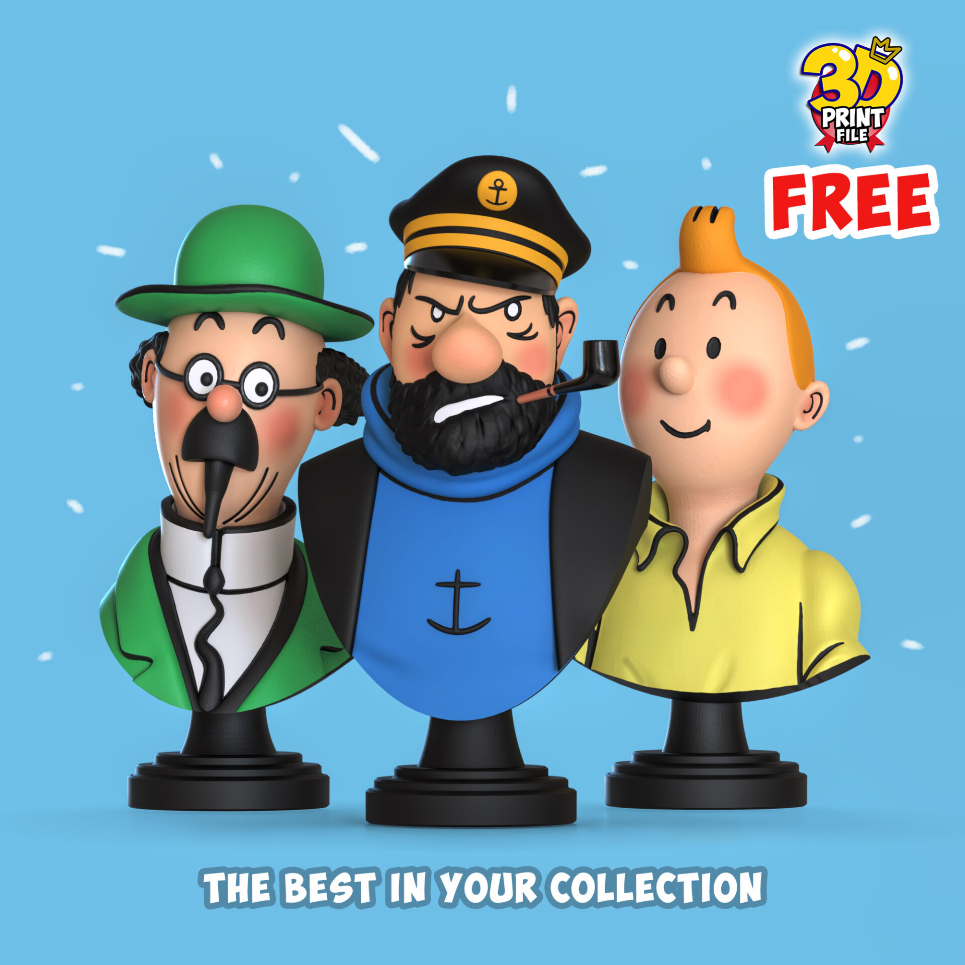 FREE CAPTAIN HADDOCK 3D Bust model - تصویر 15440
