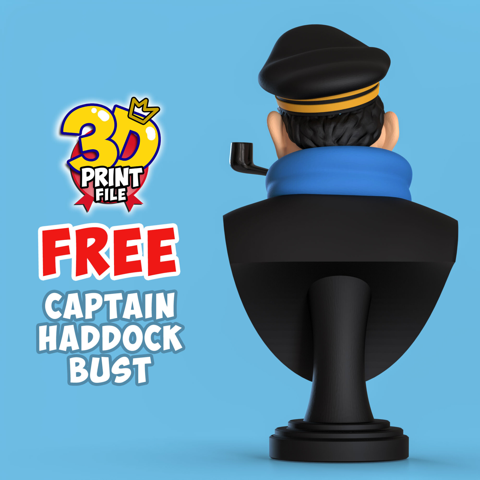 FREE CAPTAIN HADDOCK 3D Bust model - تصویر 15442